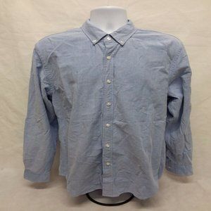 Men's Large Goodthreads Long Sleeve Solid Blue Casual Button Down Shirt